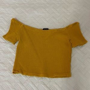 yellow forever 21 off the shoulder top !!